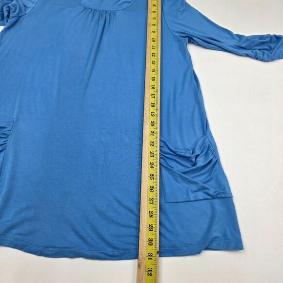 LOGO Lori Goldstein Womens‎ Blue Scoop Neck Tunic Top With Pockets 3/4 Sleeve M - Picture 12 of 13